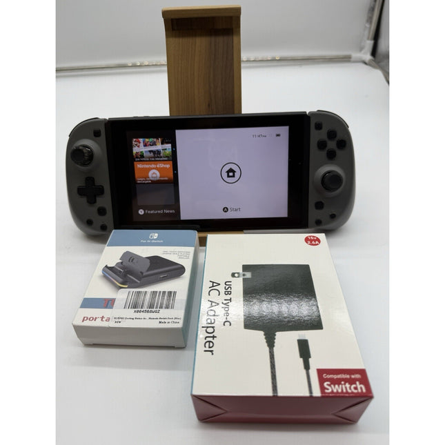 Nintendo Switch v2 Video Game Console HAC-001 Black With Adaptors And Pro Joycon