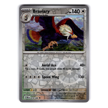 Braviary Uncommon SV: Black Bolt 078/086 NM