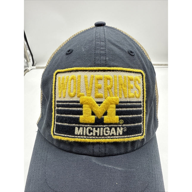 MICHIGAN WOLVERINES BLUE TRUCKER MESH HAT MVP AUTHENTIC NCAA FOOTBALL Vintage