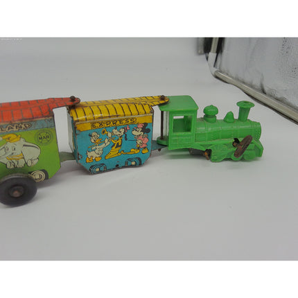 Vintage Marx Disneyland Express Tin Litho Toy Train Locomotive Disney Characters