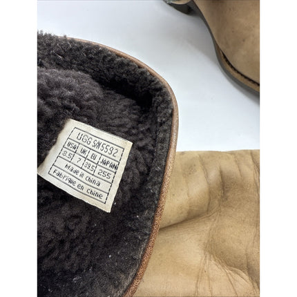 Women's UGG 5592 Brown Leather Brookfield Short Sheepskin Cuffable Boots US 8.5