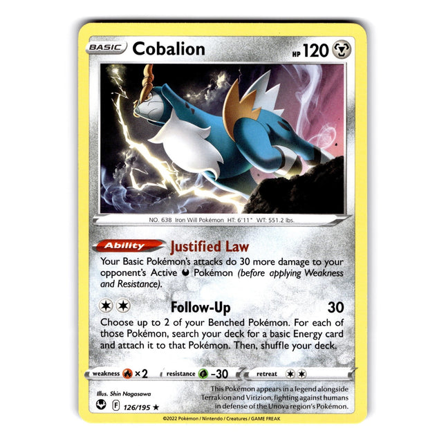 Cobalion Rare SWSH12: Silver Tempest 126/195 NM