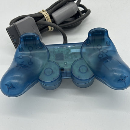 Official PlayStation PS2 Clear Blue Analog Controller OEM SCPH-1200