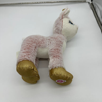 Build A Bear Arctic Pink Reindeer Winter with Gold Sparkle Hooves Stuffed Plush