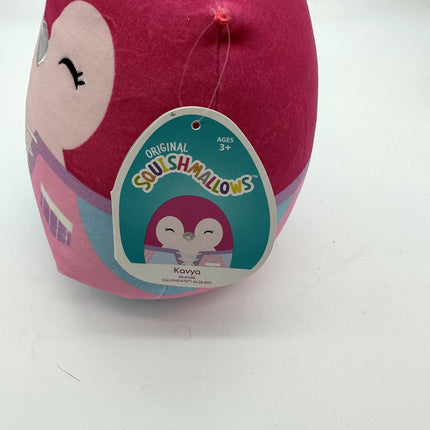 Squishmallows 8” Kavya Pink Penguin Bird w Printed Shirt Pattern Plush