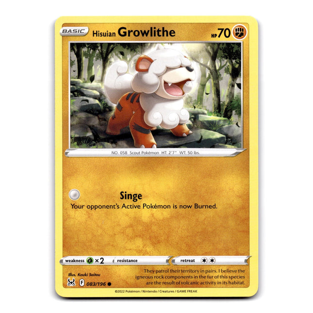 Hisuian Growlithe Common SWSH11: Lost Origin 083/196 NM