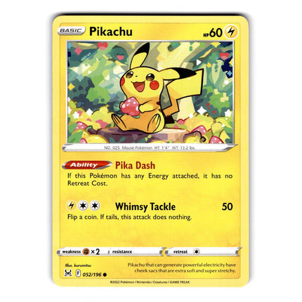 Pikachu Common SWSH11: Lost Origin 052/196 NM