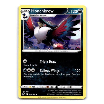 Honchkrow Uncommon SWSH12: Silver Tempest 107/195 NM