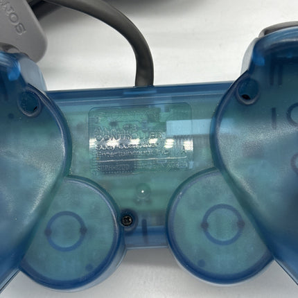 Official PlayStation PS2 Clear Blue Analog Controller OEM SCPH-1200