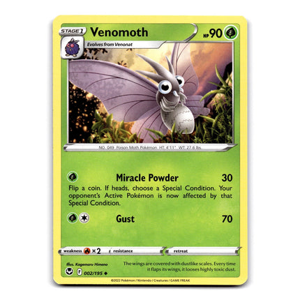 Venomoth Uncommon SWSH12: Silver Tempest 002/195 NM