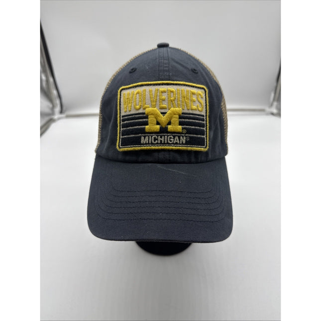 MICHIGAN WOLVERINES BLUE TRUCKER MESH HAT MVP AUTHENTIC NCAA FOOTBALL Vintage