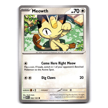 Meowth Common SV: Scarlet & Violet 151 052/165 NM
