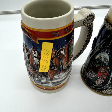 Lot Of 7 Collector Holiday Budweiser Beer Steins Ceramarte Clydesdale COA 80s 90
